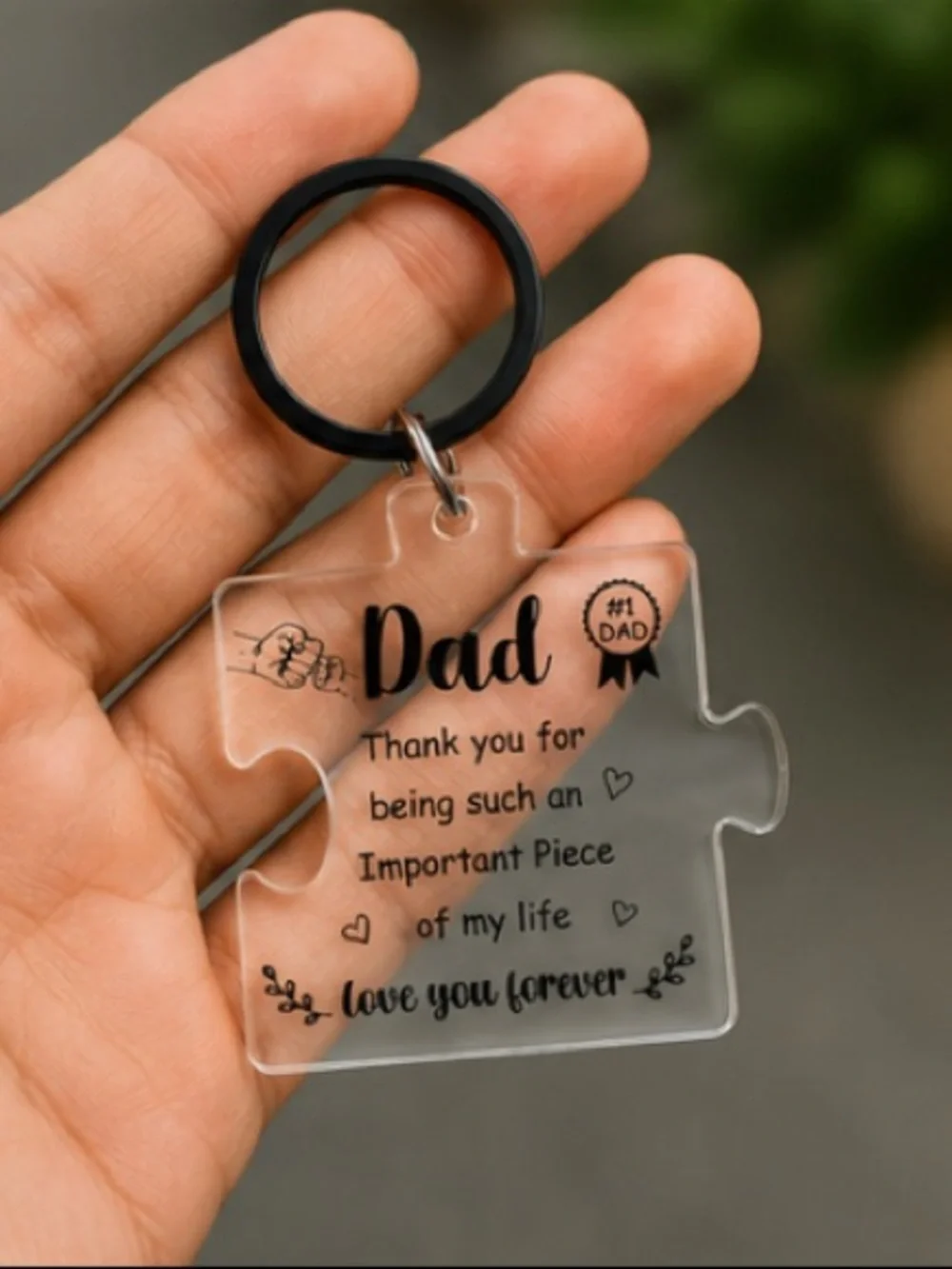 Dad Puzzle Piece Keychain Gift | Acrylic Father’s Day Keyring | Gift for Dad